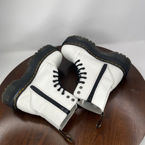 Dr. Martens Jadon Boots Women's 6 White Smooth Leather Platforms Combat Shoes M5 - Picture 6 of 16